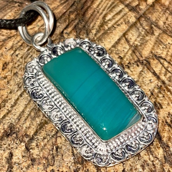 Rectangular Green Botswana Pendant 2” - Picture 11 of 15